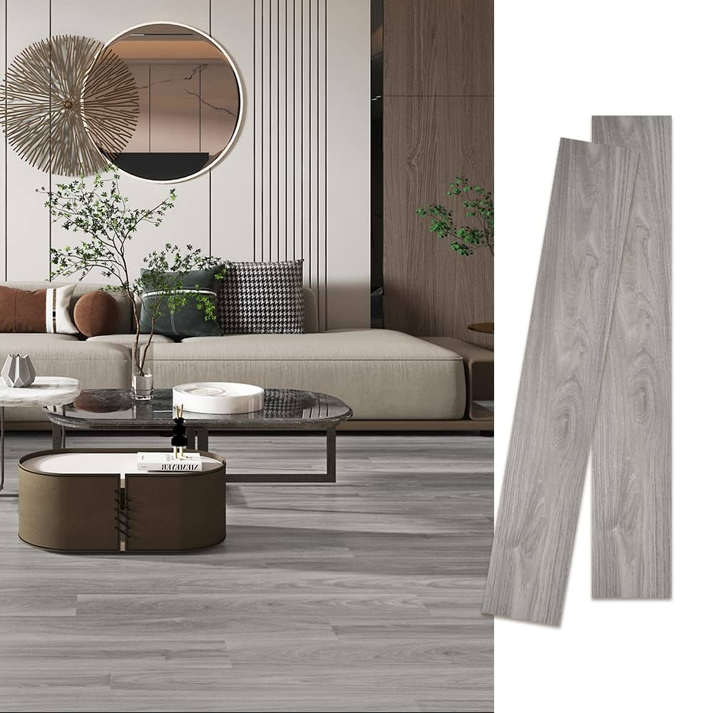 フロアタイル、フローリングシート手厚1.5m m木目調6畳用72枚 フロア